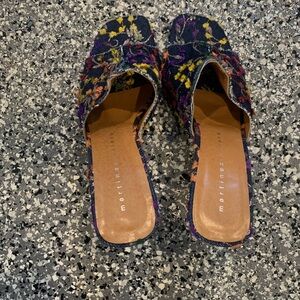 PRELOVED MARTINEZ VALERO DENIM FLORAL MULES